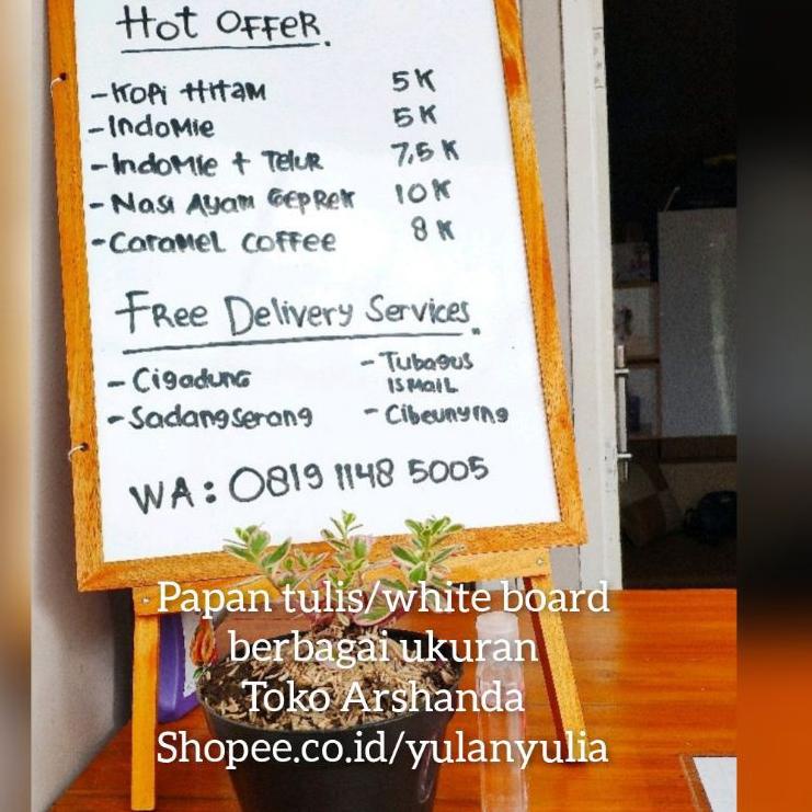 

[PRODUK ACP9E] MENARIK Papan tulis 32x42 white board+ standing free spidol+penghapus+Tali . 00L