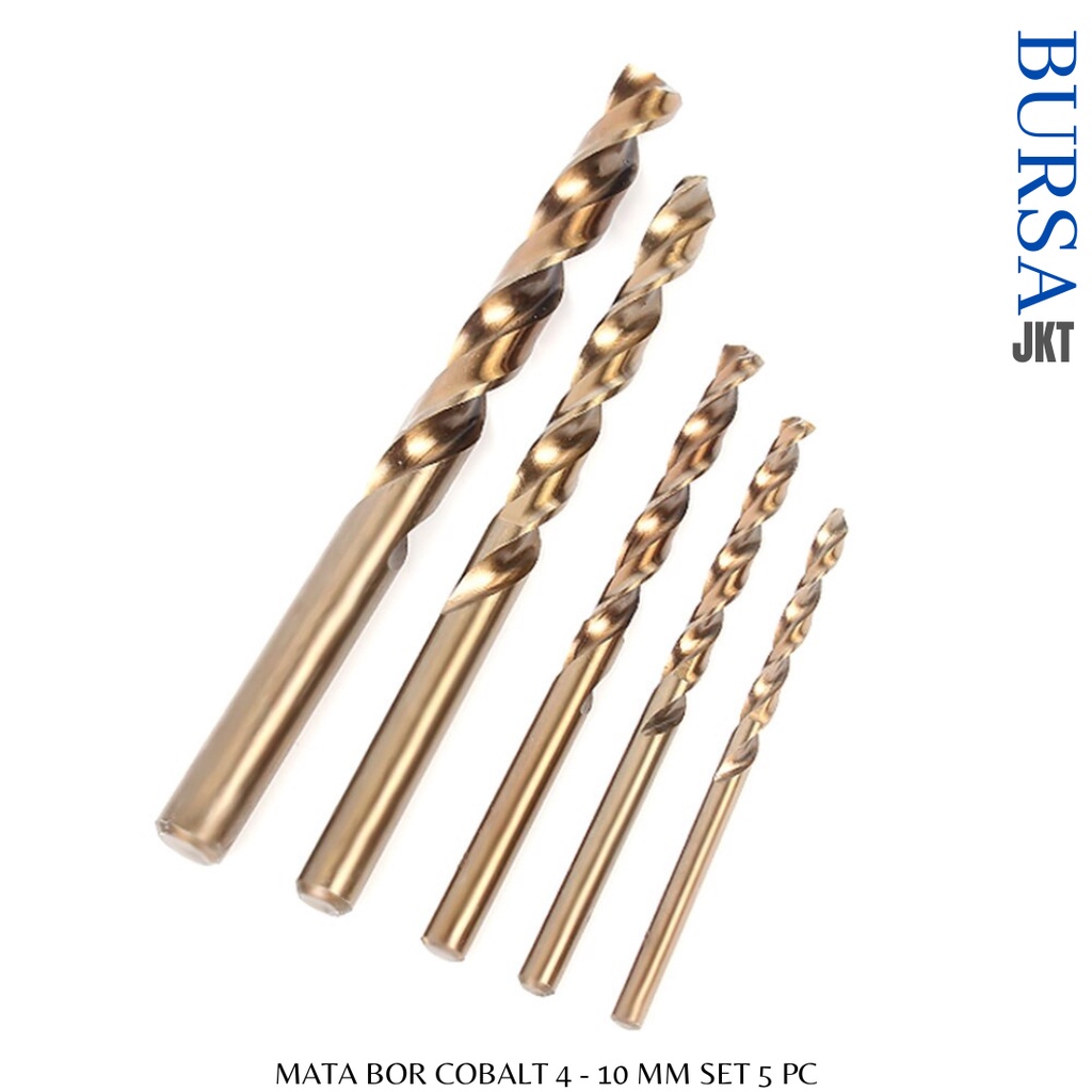 SET MATA BOR HSS COBALT M35 COCOK UNTUK BOR BESI PLAT TEBAL DLL 4- 10 MM ISI 5 PC