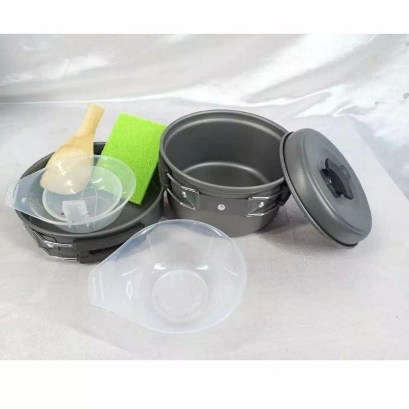 Paket Hemat Cooking Set nesting 2 person Kemping wajan &amp; kompor windproof - SY200 &amp; Kovar K203