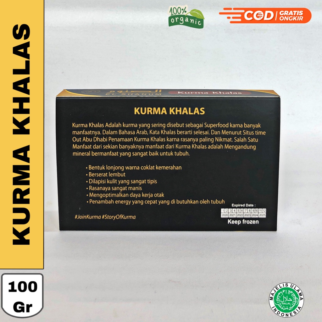 

KURMA KHALAS 100 GRAM BOX / KHALAS BQ / KHALAS PREMIUM / KHALAS AL SAAD / OLEH-OLEH HAJI DAN UMROH