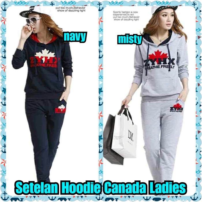 Setelan Celana Hoodie Canada Ladies