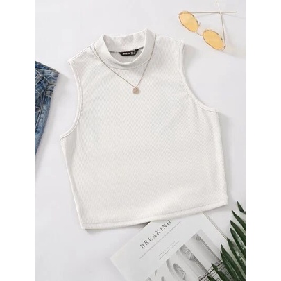 riche - Tank Top Wanita/ iner turtleneck korean catton  ribbed / manset krop  / atasan tanpa lengan/ lekmong