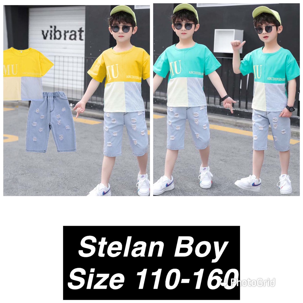 (LOLI-JKT) BOY-34 STELAN BOY ALFABET HIJAU KUNING 110-160