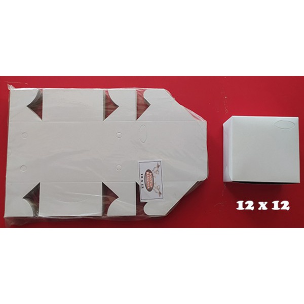 

Ginger- Dus kue box kotak kertas tempat snack hajatan Putih Polos (100 Pcs) - 12 x 12