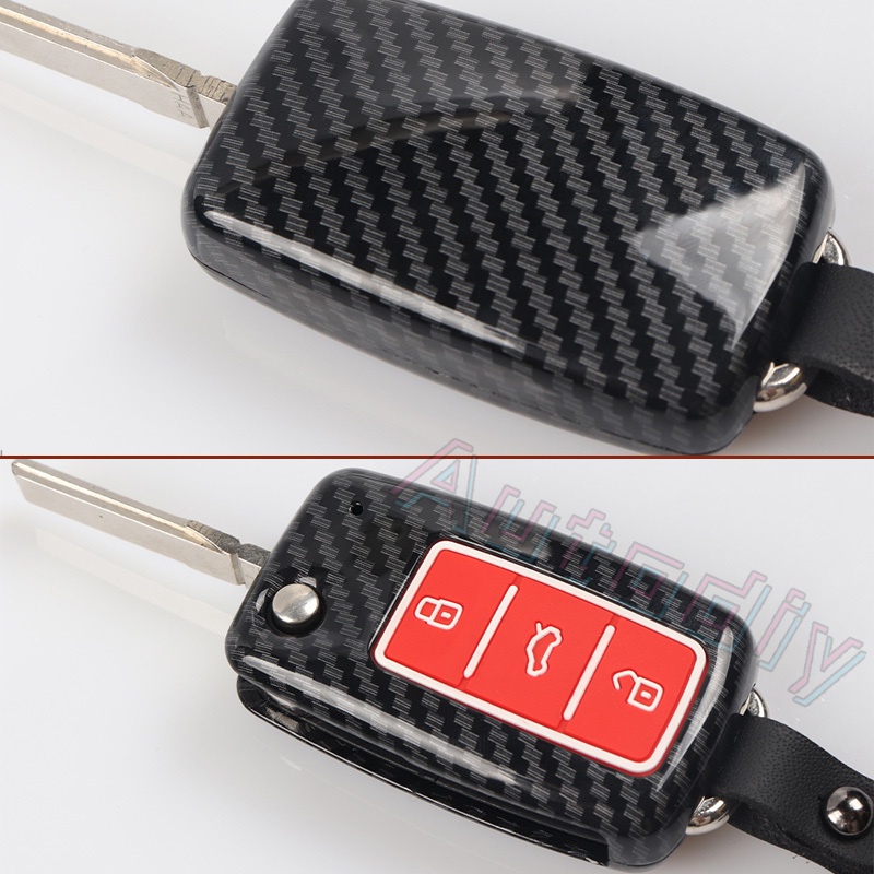 Case Holder Remote Kunci Mobil Bahan Silikon Carbon Fiber Untuk Volkswagen VW Golf Bora Jetta POLO Passat B5 B6 Tiguan BEETLE LAVIDA Skoda Octavia A5A