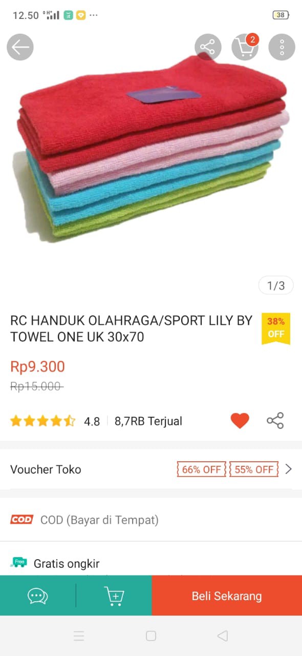 Rc Handuk Olahraga/sport Lily By Towel One Uk 30x70