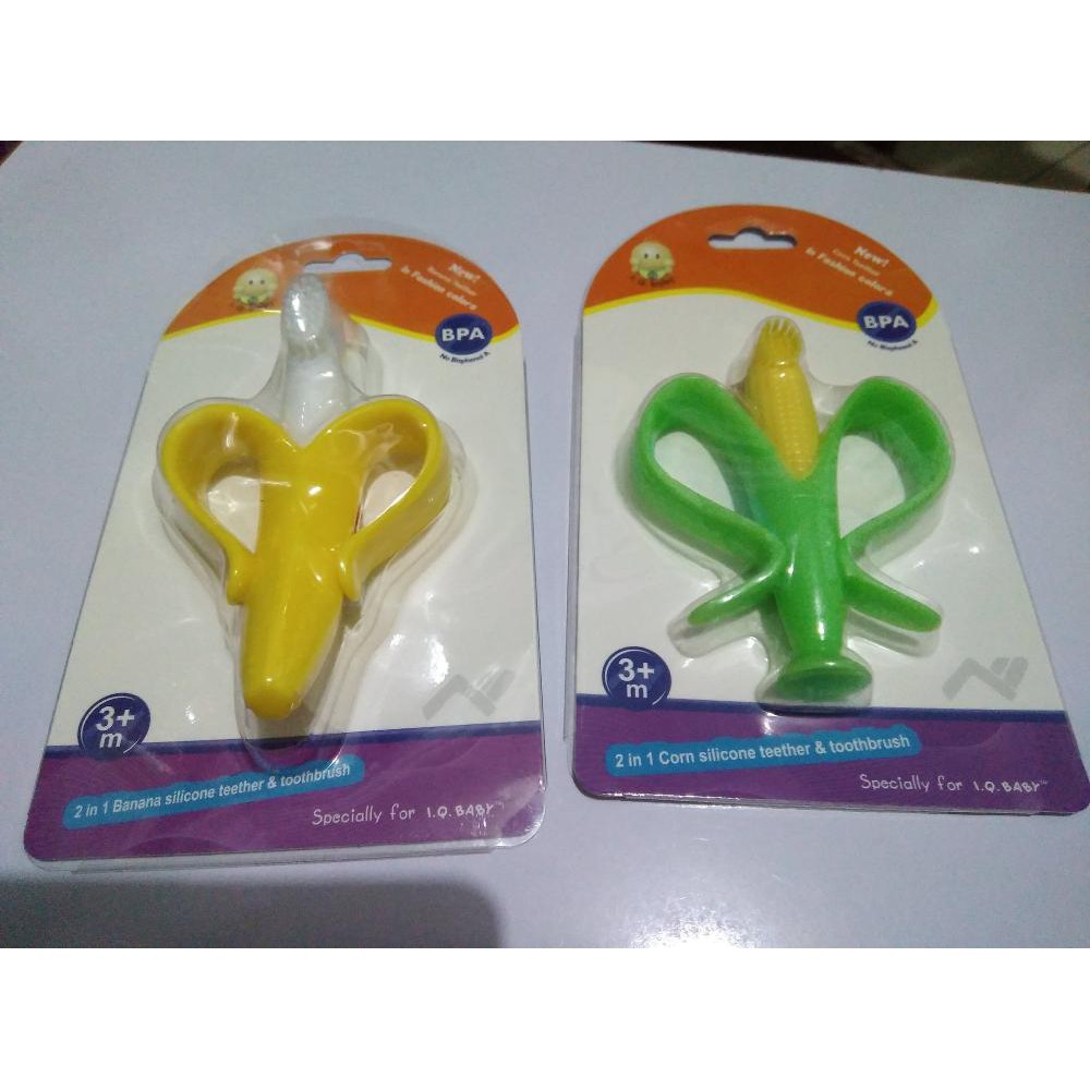 Iq Baby Teether 2 in 1 Silicone and Toothbrush Gigitan Bayi