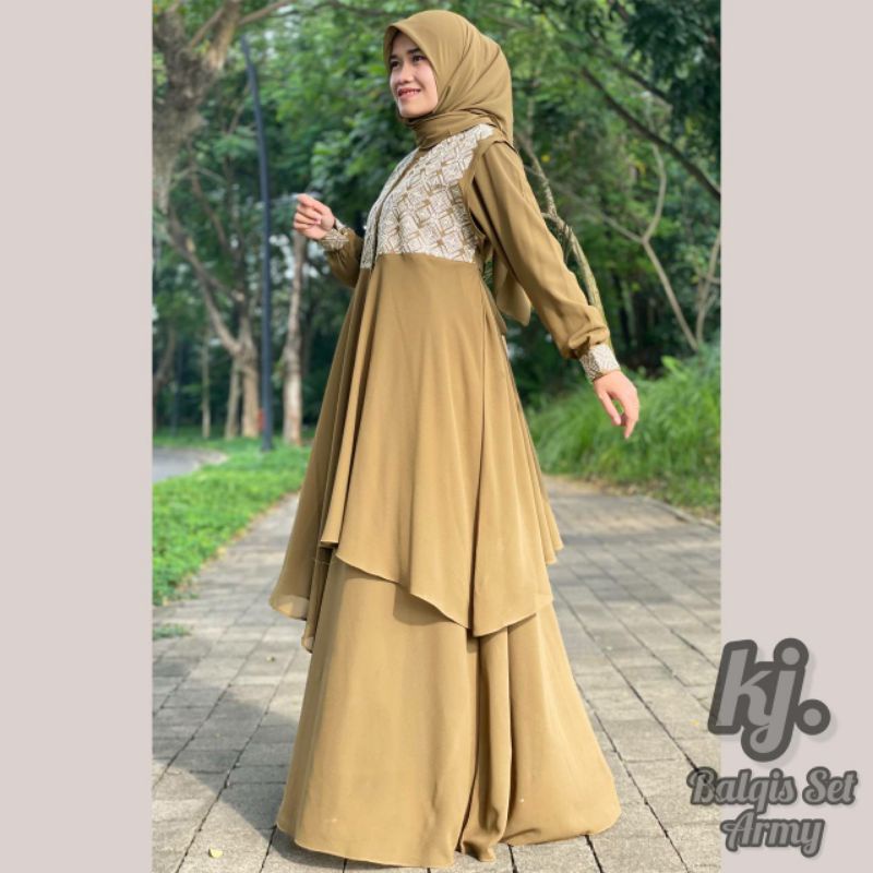 SET KHADIJAH BILQIS+HIJAB/PAKAIAN WANITA/FASHION WANITA/SYAR'I WANITA TERBARU..