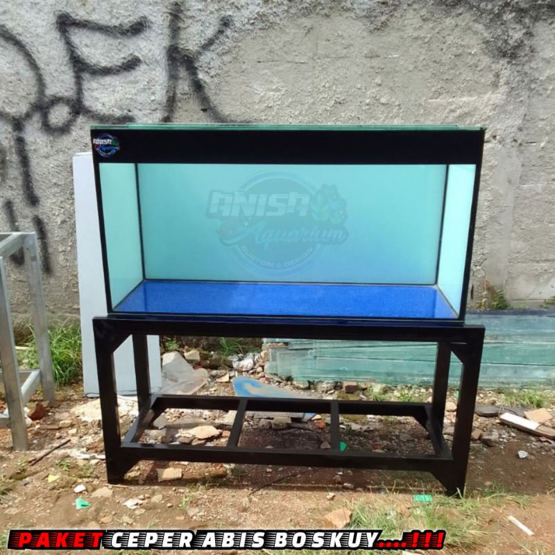 PAKET AQUARIUM 120X50X50 FULL 10MM + RAK HOLO 4X6 CEPER