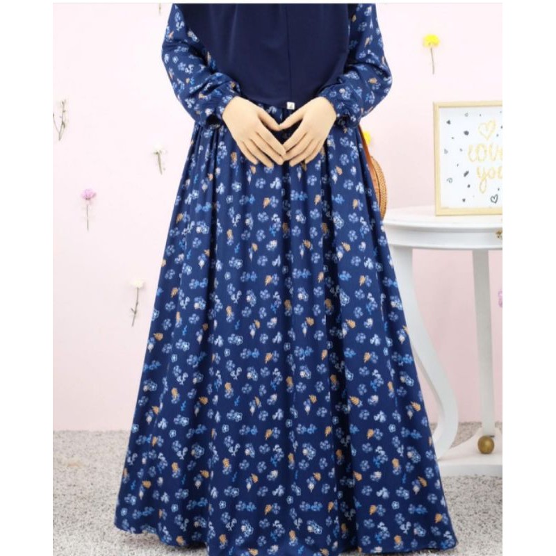 Sarah Dress SmokeyFlo Navy M Atelier Angelina