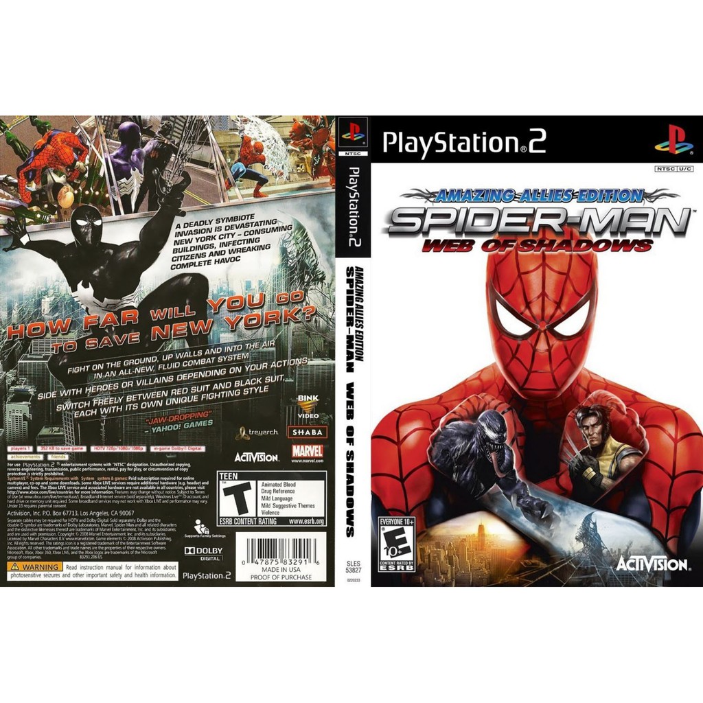 Kaset Ps2 Game Spiderman - web of shadows