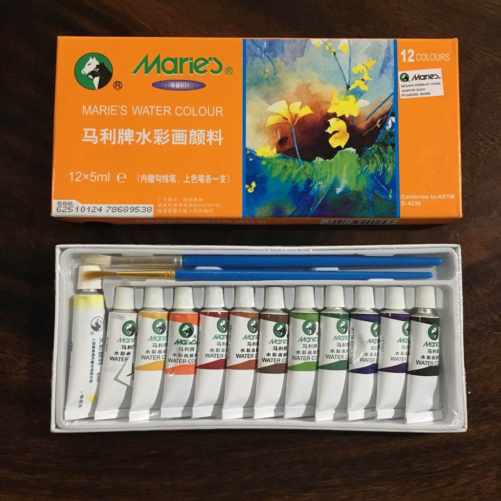 

H7Y Cat Air Maries Watercolor Set Isi 12 Warna x 5ml E 1325 / Marie's Cat Lukis 12 x 5 ml
