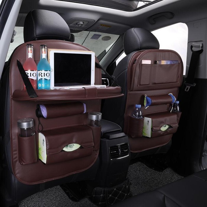 TAS KURSI MOBIL / CAR SEAT ORGANISER BAHAN KULIT - DARK BROWN