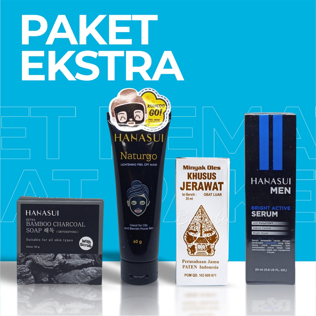 SKINCARE VIRAL PRIA Paket Skincare BPOM Hanasui Men Bright Active Serum Pemutih Kulit Wajah Ampuh Pe