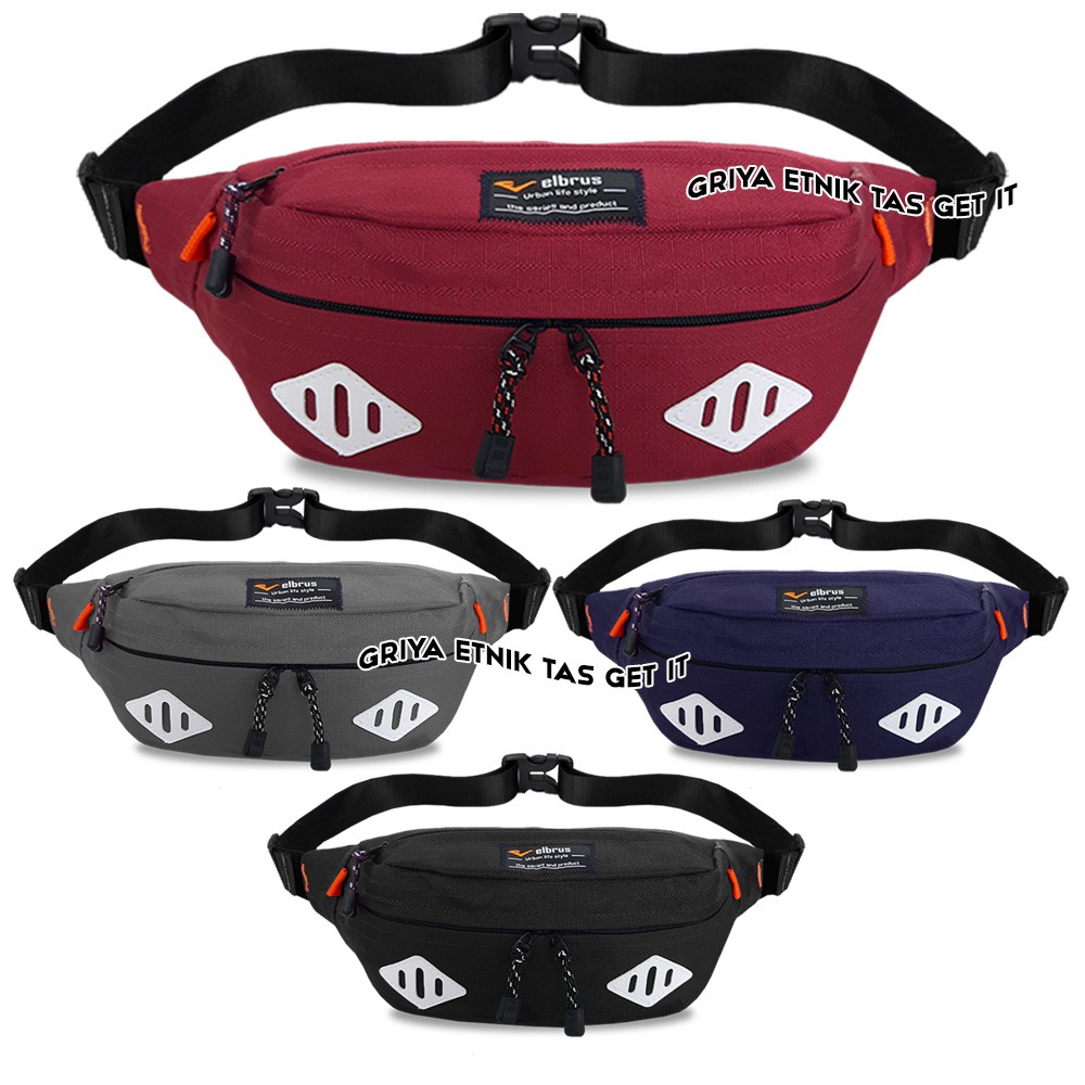 ELBRUS Tas Pinggang Pria Distro Slingbag Cowok Tas Selempang Laki Waistbag Soren Cowo WB Long