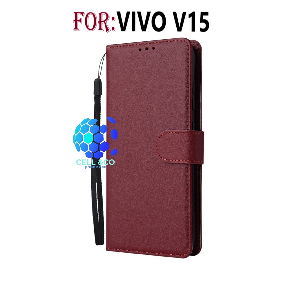 VIVO V15 CASE FLIP LEATHER WALLET PREMIUM FLIP CASE BUKA TUTUP KESING HP CASING FLIP CASE WALLET VIVO V15