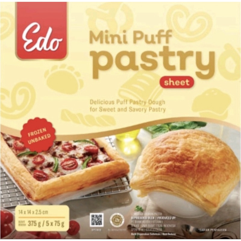 

Edo Mini Puff Pastry Sheet Frozen for Baking 375gr