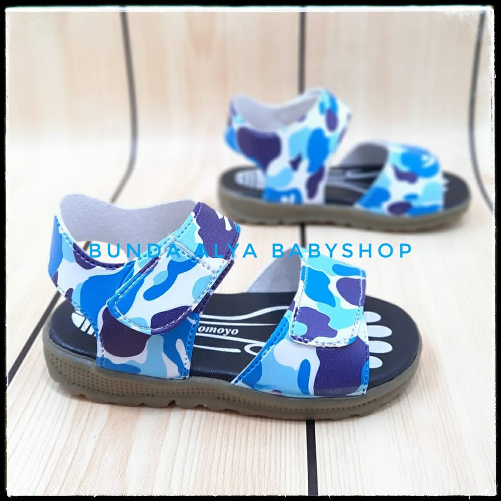 Sandal Anak Laki Karet Usia 6 Bulan 1 2 Tahun  Size 22 - 24 Army BIRU - Sendal Anak Cowok Anti Licin Alas Karet
