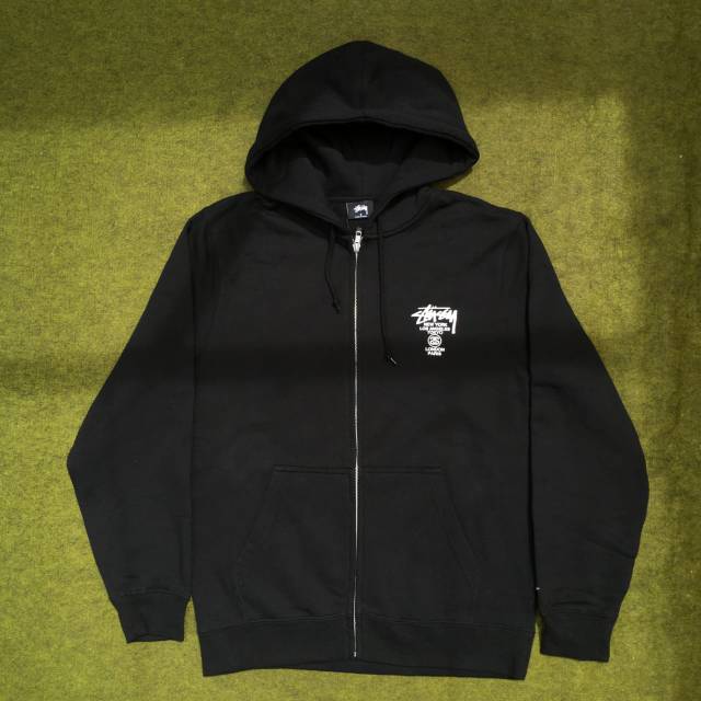 stussy world tour zip hoodie