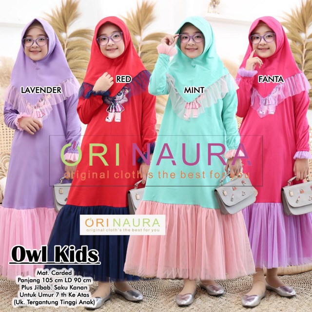 Gamis Anak ORINAURA Owl Kids 100000% ORINAURA BERLABEL