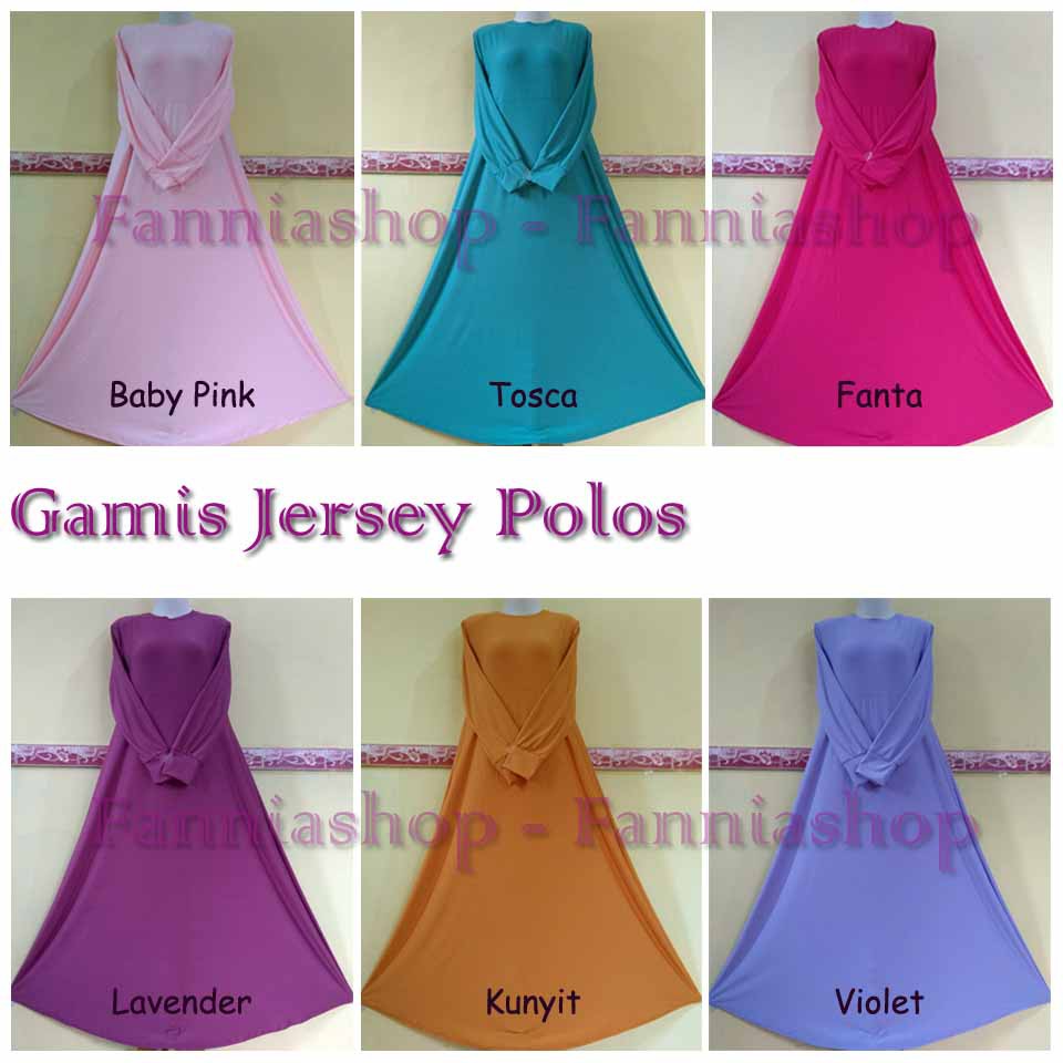 Gamis jersey polos / gamis polos banyak warna