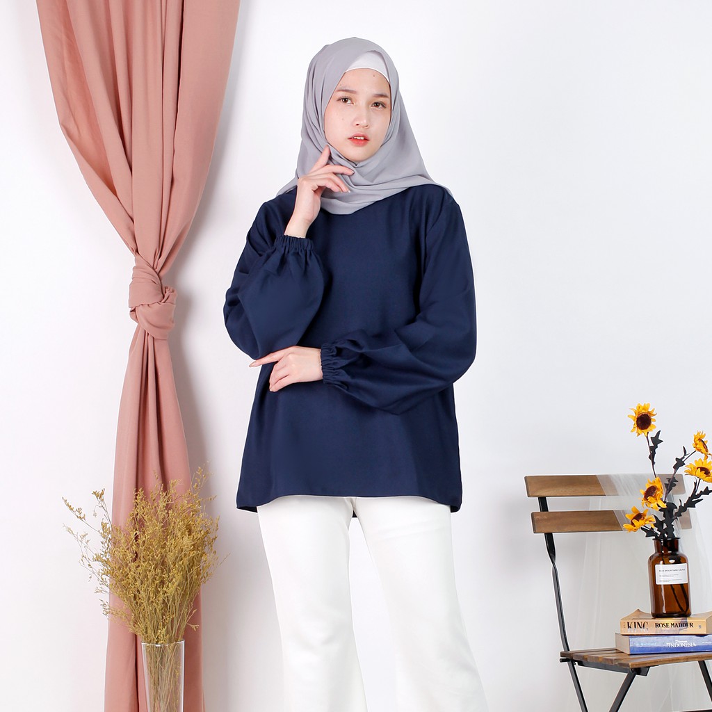 Linata Fashion | Kalina Blouse Lengan Balon Moscrepe Import-4