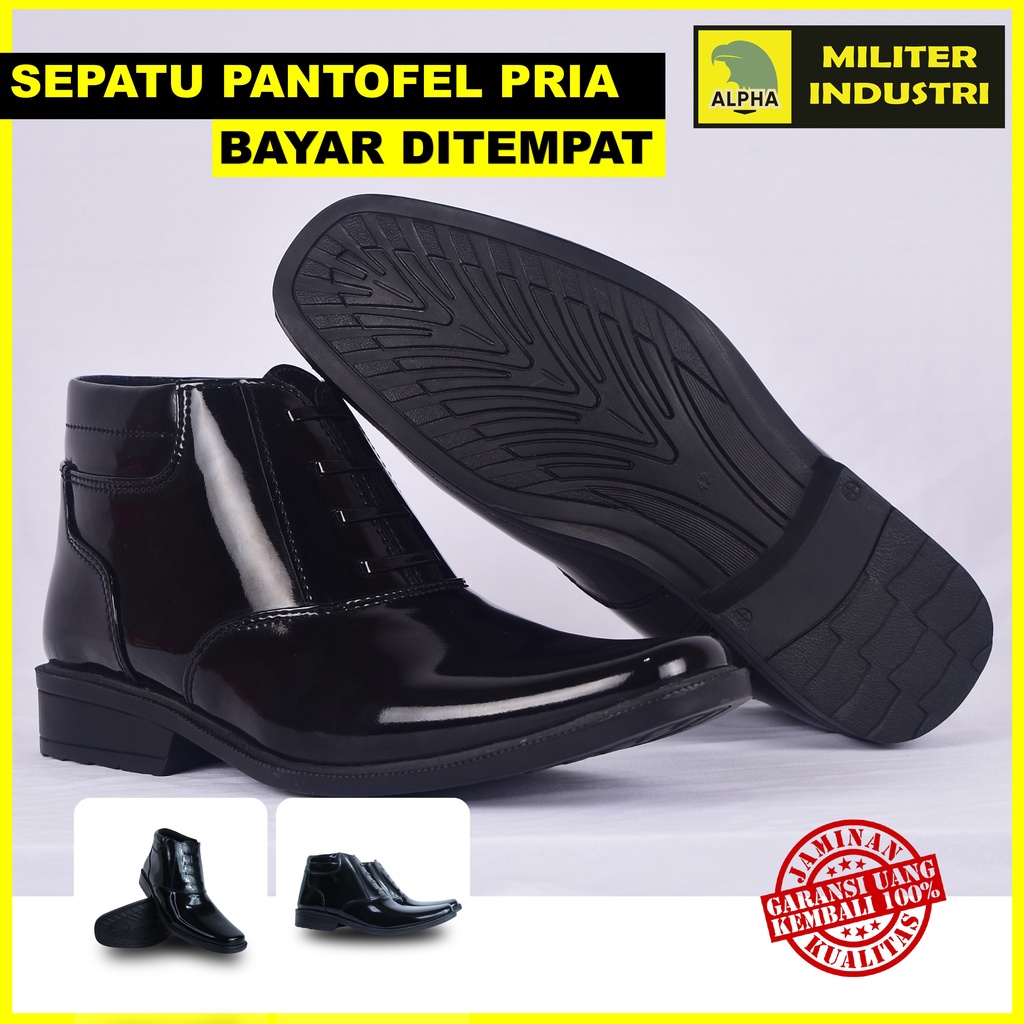 Sepatu Pdh Kulit Sintetis Polri Polisi Tni Lantas Satpam Security Sepatu Kerja Pantofel Pria - DP 03