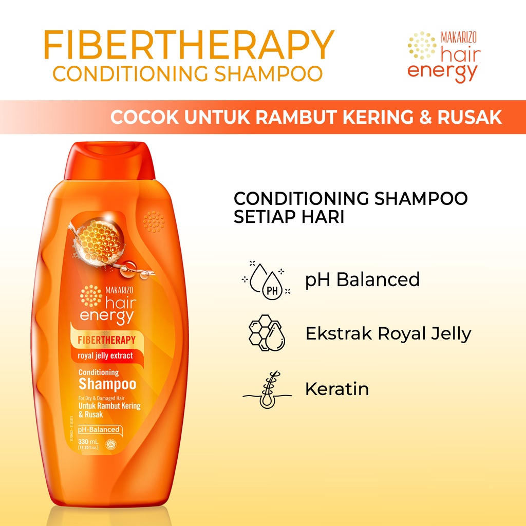 Makarizo Hair Energy Fibertherapy  Conditioning Shampoo Royal Jelly 330 mL / Shampo Kondisioner-4