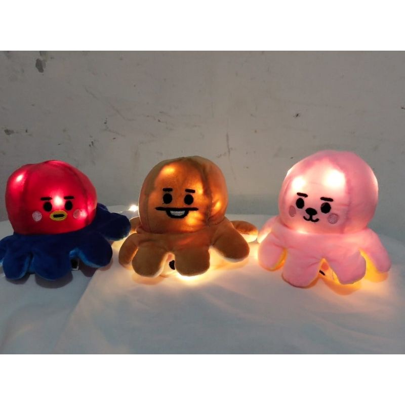 Lampu tidur led karakter boneka gurita bolak balik bisa nyala tata kota, chimmy chooky, Rj shooky lucu bahan halus dan lembut