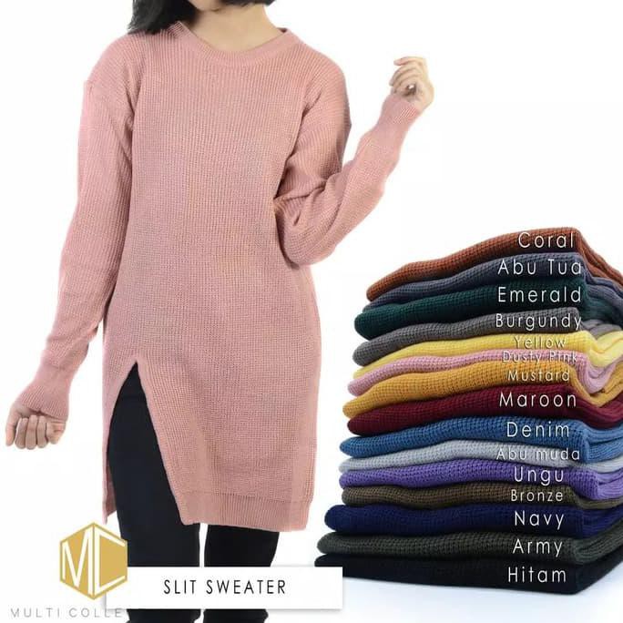 NEW KOREAN IMPORT Slit sweater/rajut korea/sweater wanita/fashion wanita