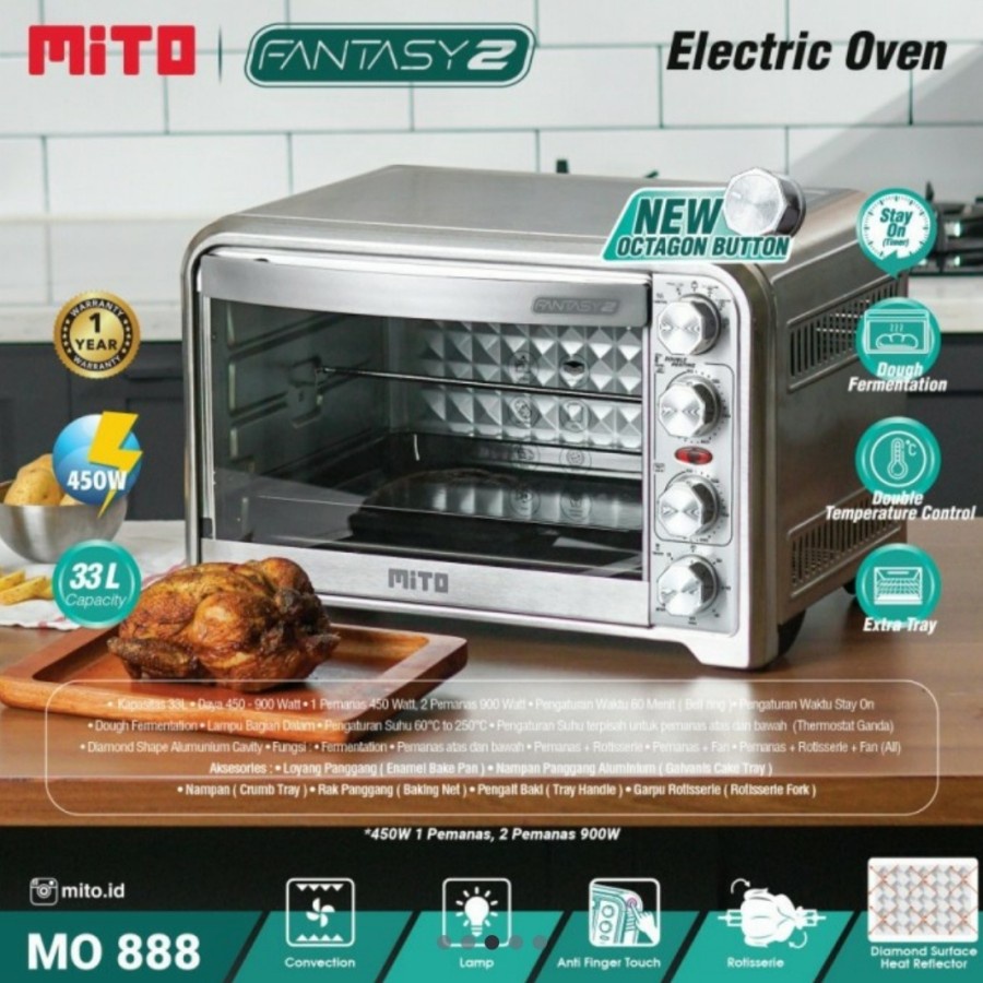 MITO MO 888 Oven Fantasy 2 New Version ( 33 Liter, Low Watt, Jumbo )