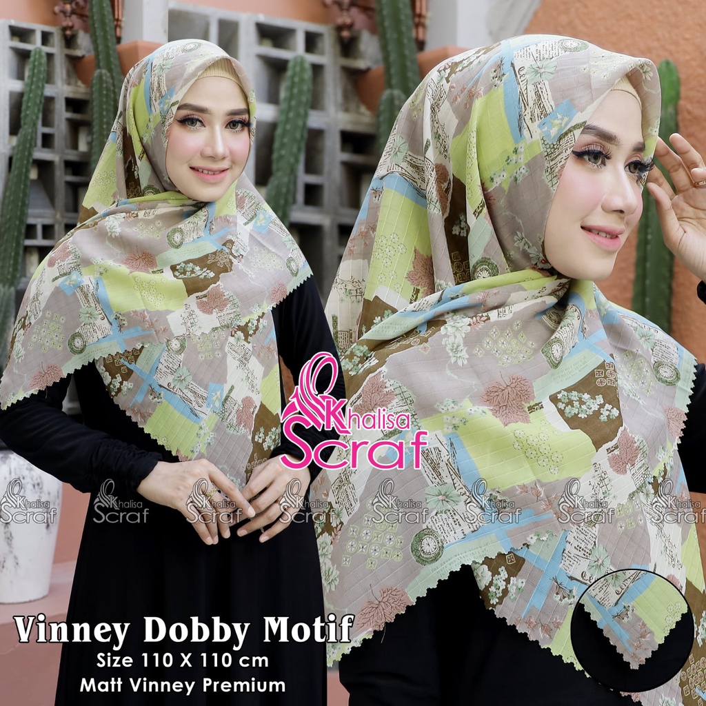 Hijab Khalisa Motif Segi empat Premium Jilbab Polos Syar’i Elegan Original