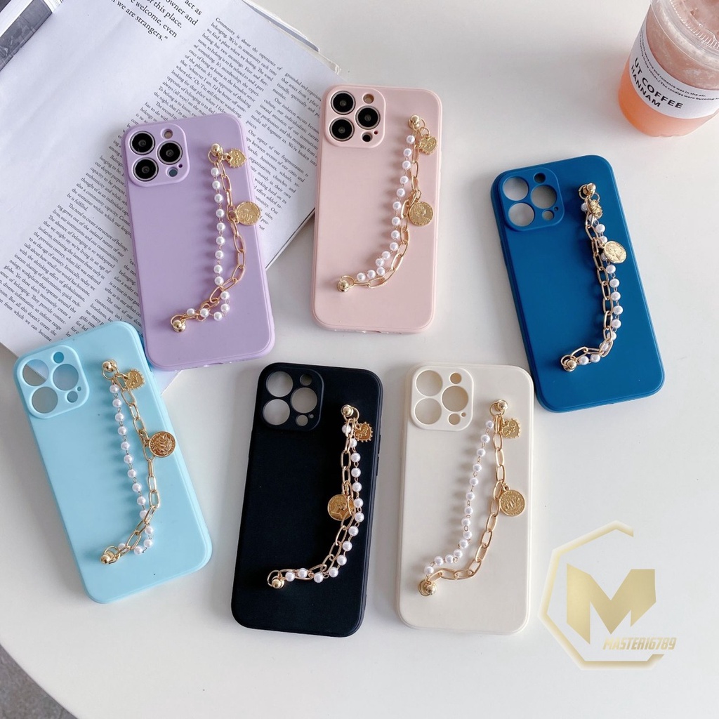 SOFTCASE MACARON RANTAI MUTIARA CHAIN GRIP SAMSUNG A01 M01 A03 CORE A02S M02S A025 F025 A03S MA2864