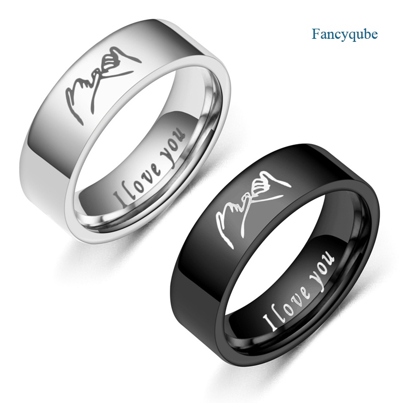 Cincin Bahan Stainless Steel Motif Tulisan Warna Hitam Dan Putih Untuk Pria Dan Wanita