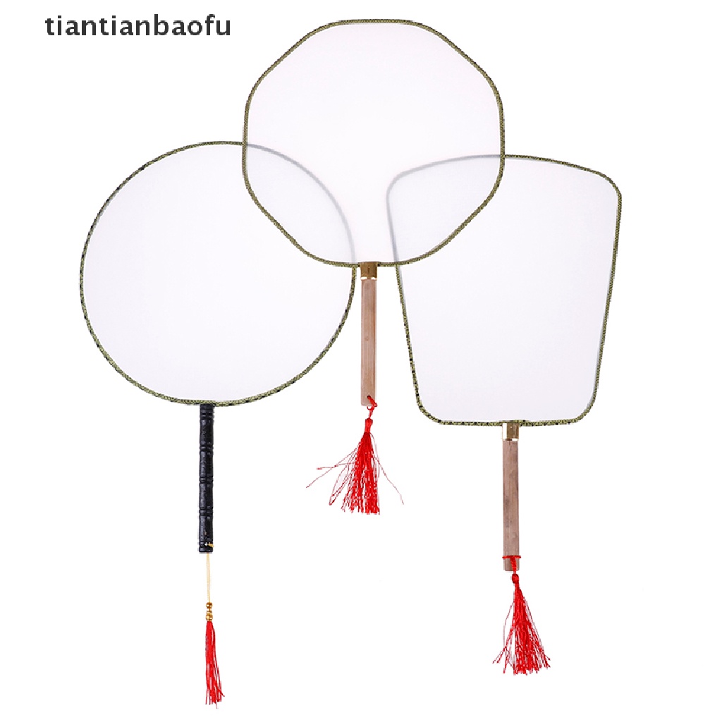 [tiantianbaofu] White Elegant Hand Fan Gong fan blank children DIY art painted fan Boutique