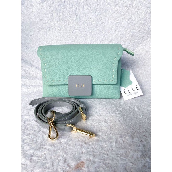 Elle tas selempang kulit asli hijau