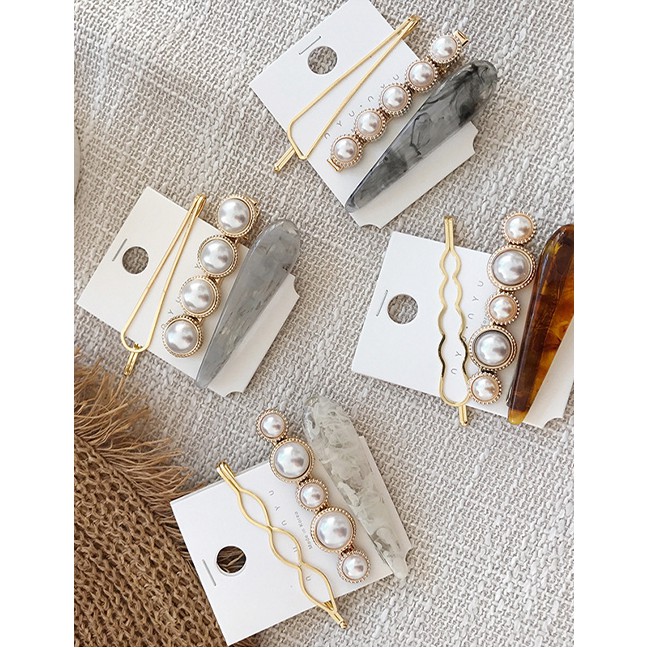 LRC Jepit Rambut Fashion Clip Set Marble Hair Clip F4322X