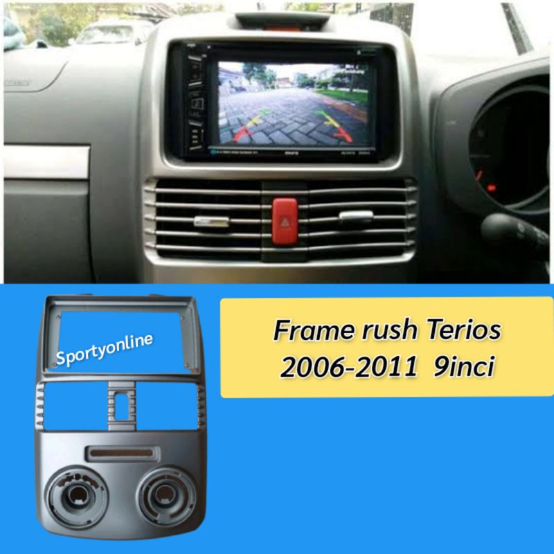 frame head unit double din rush terios 2006-2011 layar 9inci