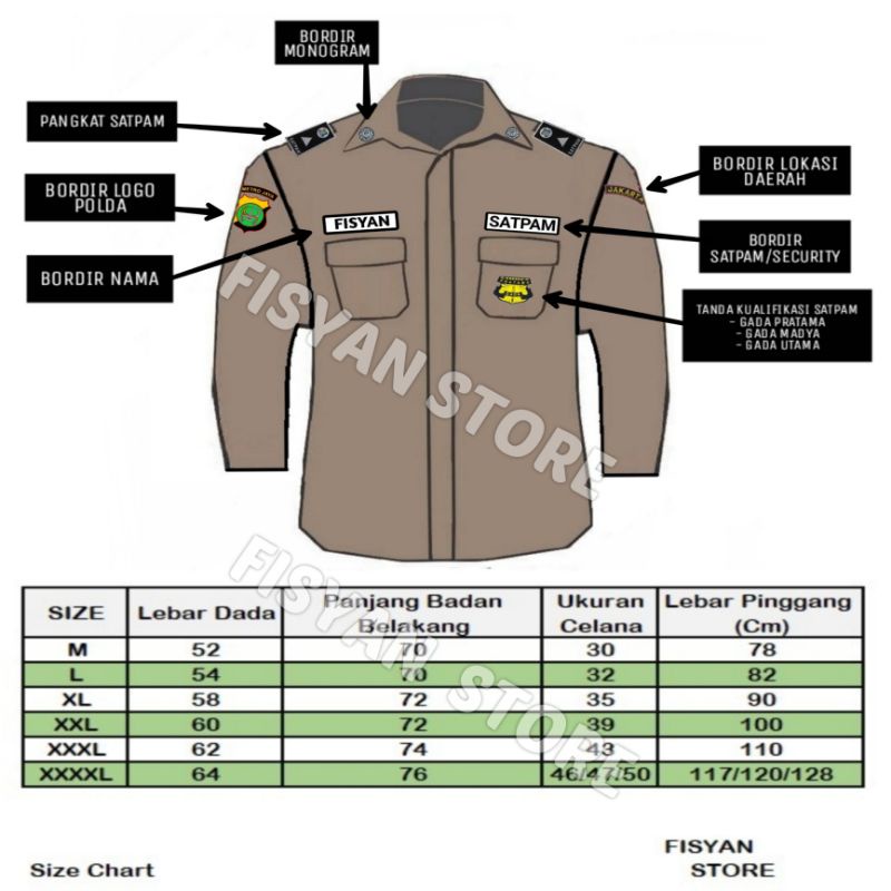 Paket Seragam PDL Satpam | Paket Seragam PDL Security Coklat