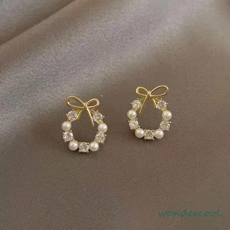 Fashion Korea Sepasang Anting Mutiara Garland Aksesoris Mode-Won