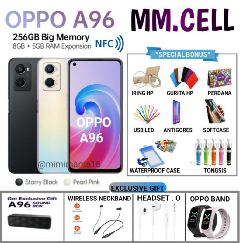 OPPO A96 RAM 8/256 GB | OPPO A 96 RAM 13/256 | OPPO A96 GARANSI RESMI OPPO INDONESIA