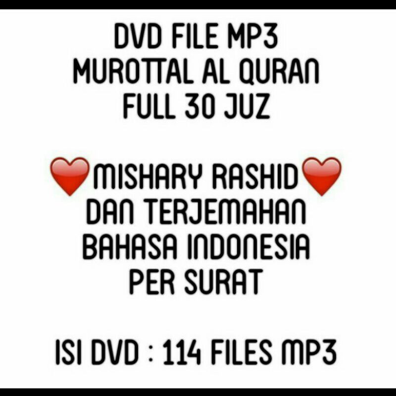 DVD MUROTTAL AL-QURAN MP3 MISHARY RASHID & TERJEMAHAN MUROTAL CD MURAH