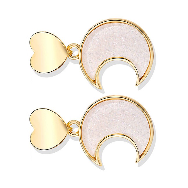 LRC Anting Tusuk Fashion Gold Love Sequins Geometric Earrings F96417