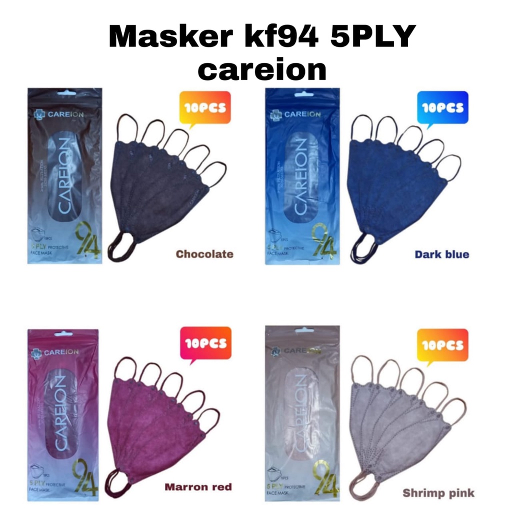 CAREION MASKER KF94 5PLY WARNA ISI 10 EMBOS PROTECTIVE FACE MASK 3D