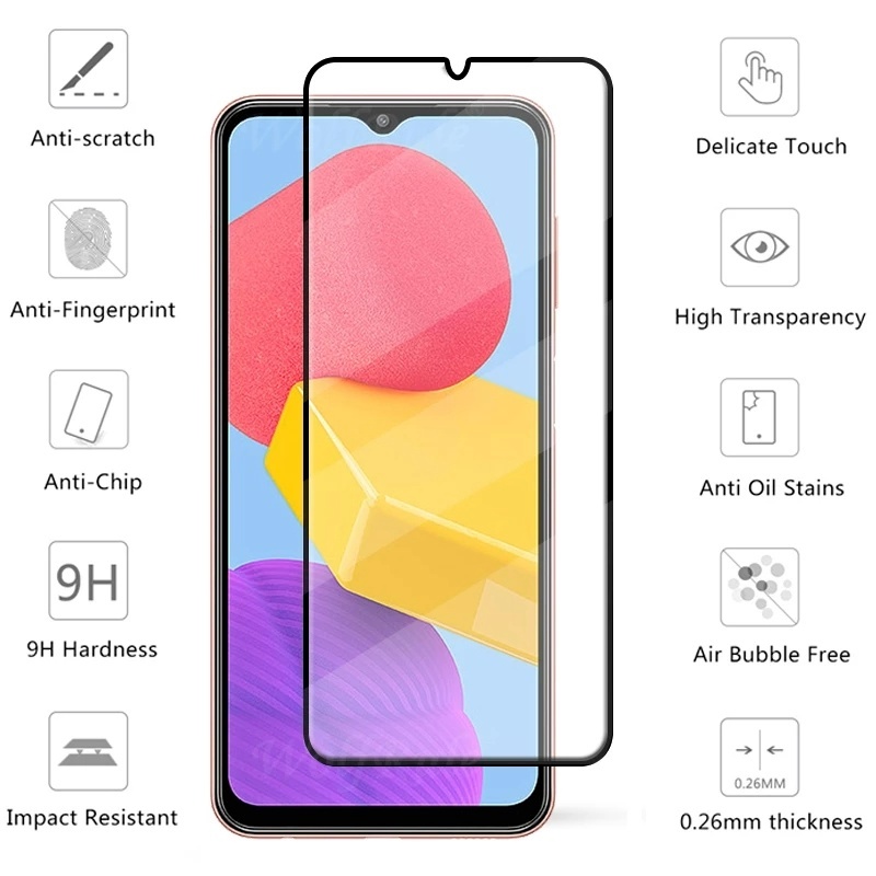 Pelindung Layar Tempered Glass HD Warna Hitam Untuk Samsung Galaxy M13