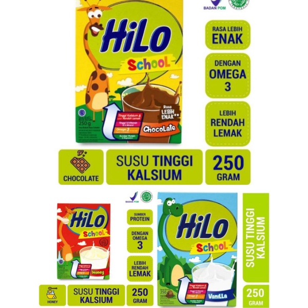 

Hilo School Chocolate / Vanilla / Honey 250gr / Susu Bubuk Hilo School Cokelat Vanila Madu