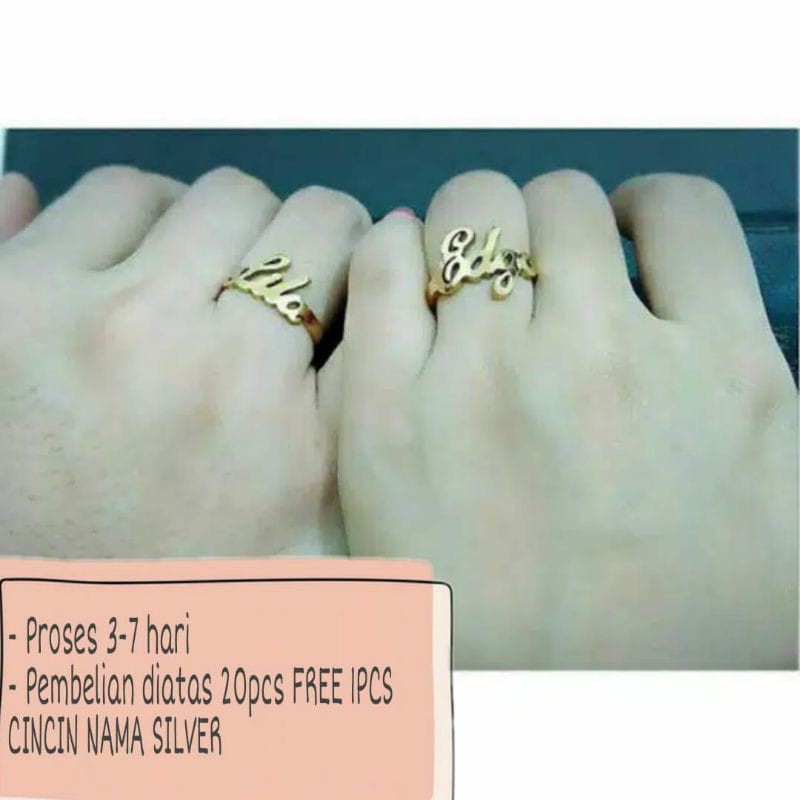 Cincin Nama Gold / Silver (pembuatan 10-15 hari) PGM (CN01)