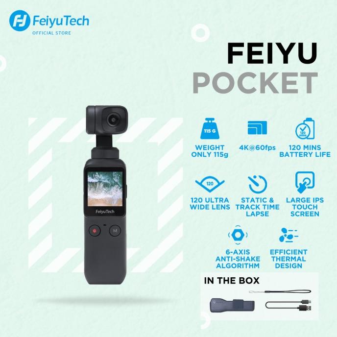 (Bisa Cod) Feiyu Pocket New Smart Compact 4K 6-Axis Stabilized Handheld Camera