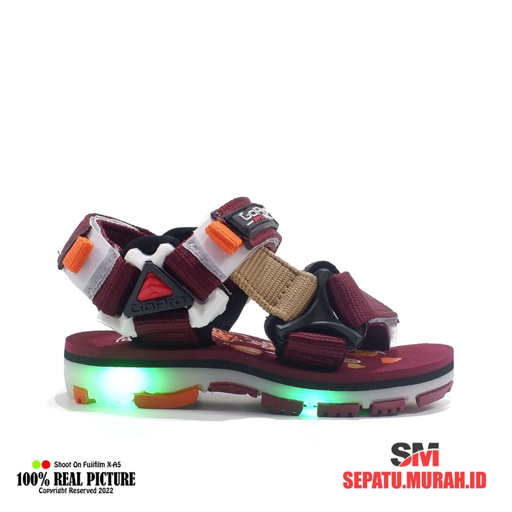 Sepatu sandal gunung anak-anak sendal gunung anak cowok laki terbaru variasi lampu menyala model tali umur 2 4 tahun Sgo Go Pro Adventure Astra promo lebaran cod murah 19-23