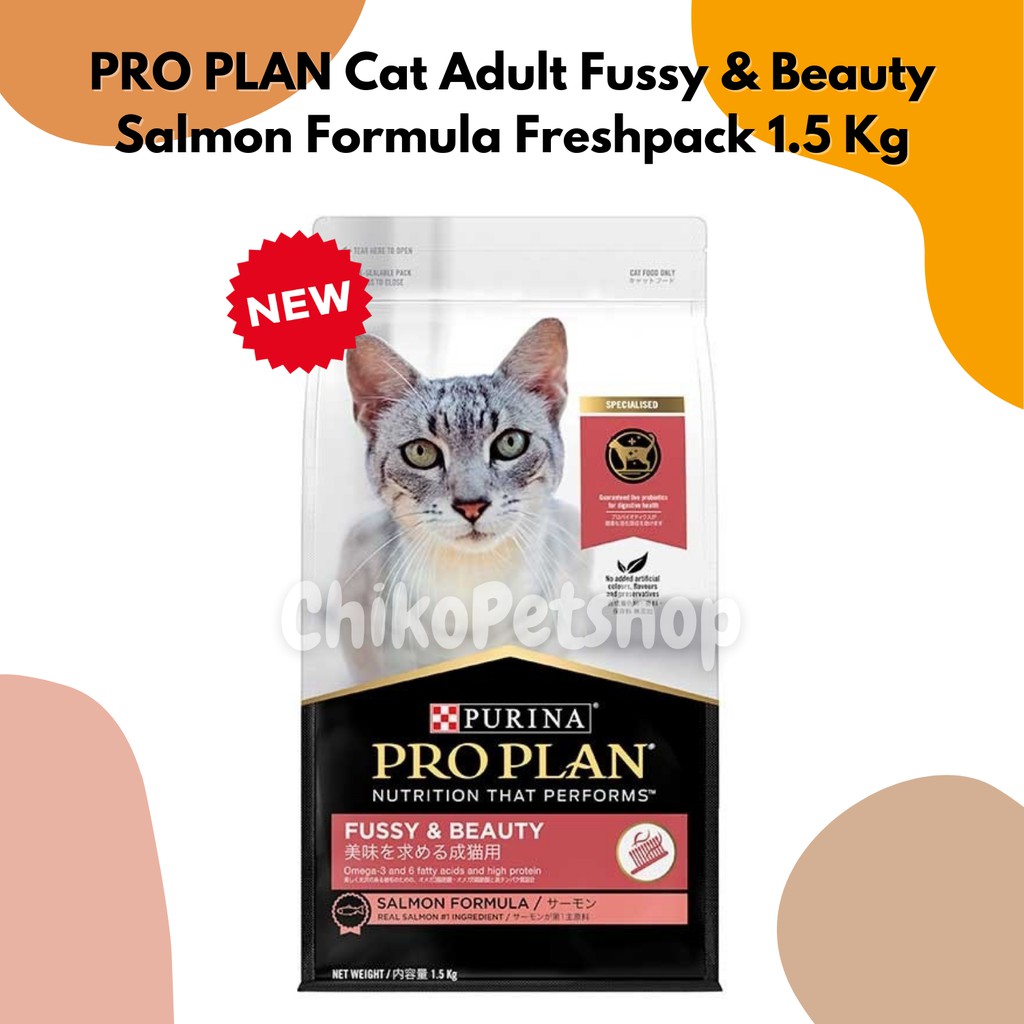 Makanan Kucing PRO PLAN Fussy &amp; Beauty Salmon Adult 1.5 Kg | PROPLAN Freshpack 1.5 Kg